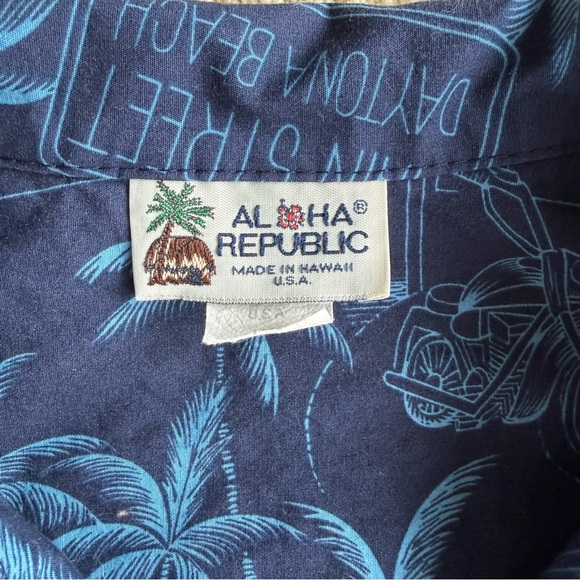 Aloha Republic Hawaiian Shirt Mens XL Blue Beach Graphic Made in Hawaii USA - Picture 2 of 7